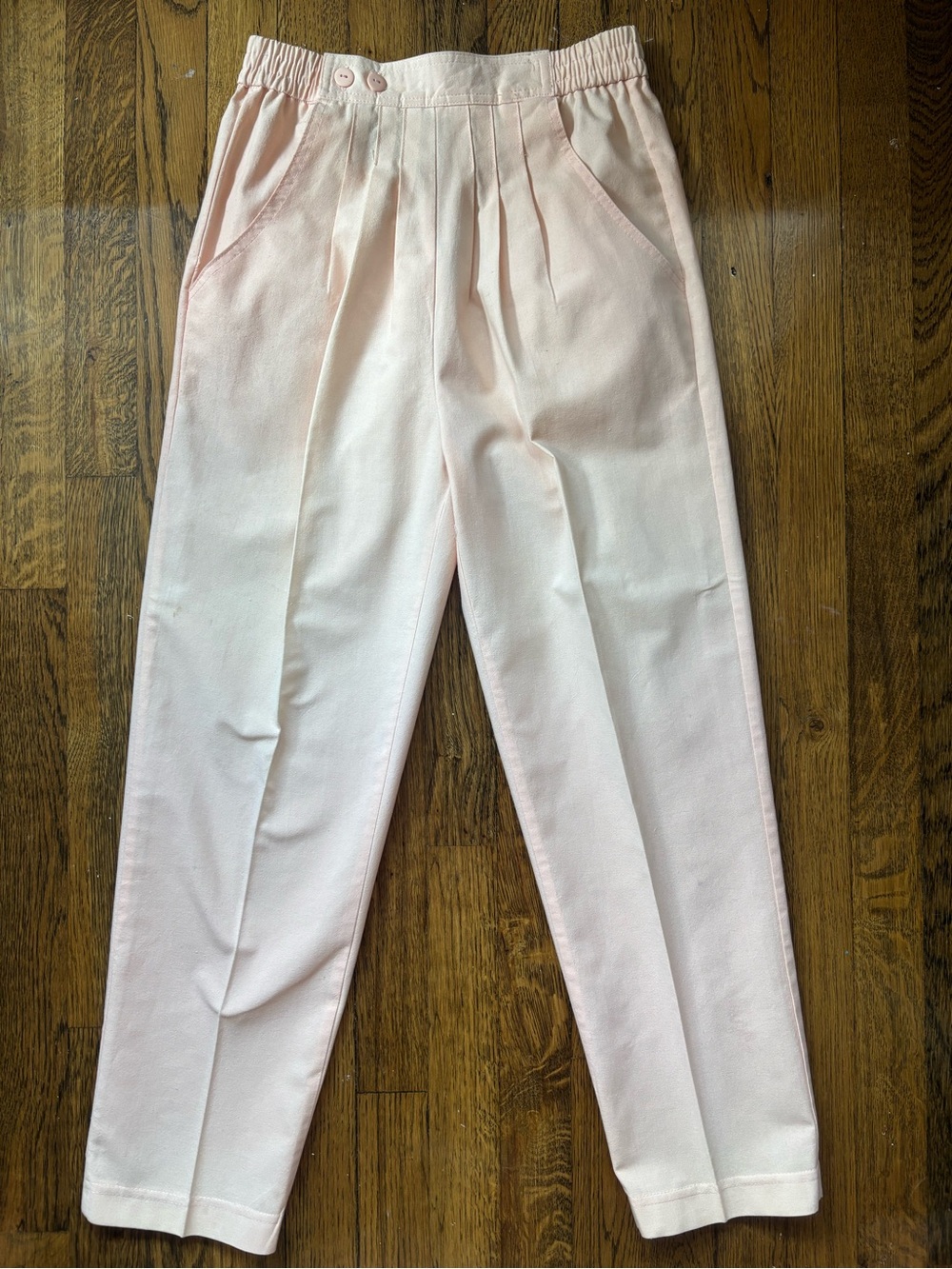 Vintage Pale Pink Pleated Elastic Waist Pants